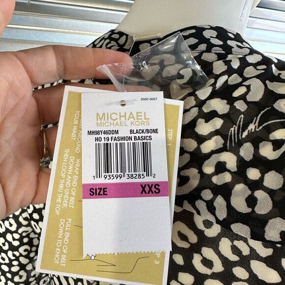 Michael Kors Leopard Print Georgette Shirtdress NwT XXS - Picture 15 of 16